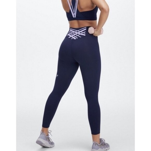 Fabletics Women’s Sz M Boost PowerHold High Waisted 7/8 Lace Up Back Leggings - Picture 1 of 8